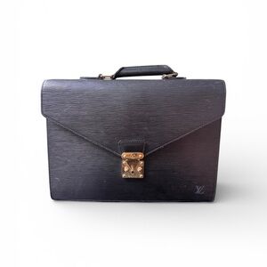 Authentic Louis Vuitton Epi leather briefcase black gold